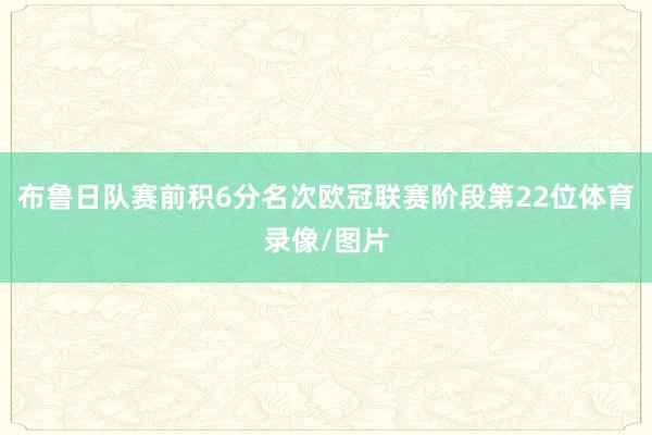 布鲁日队赛前积6分名次欧冠联赛阶段第22位体育录像/图片