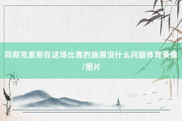 同期克里斯在这场比赛的施展没什么问题体育录像/图片