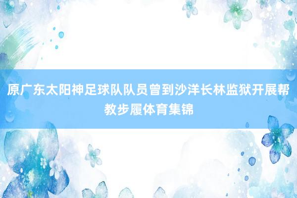原广东太阳神足球队队员曾到沙洋长林监狱开展帮教步履体育集锦