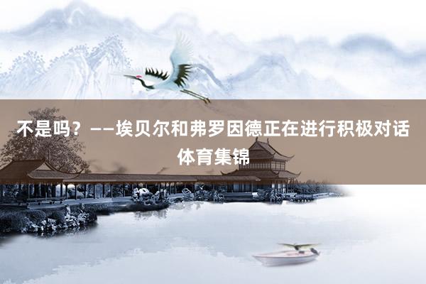 不是吗？——埃贝尔和弗罗因德正在进行积极对话体育集锦