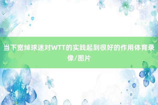 当下宽绰球迷对WTT的实践起到很好的作用体育录像/图片