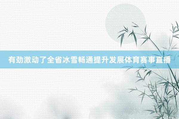 有劲激动了全省冰雪畅通提升发展体育赛事直播