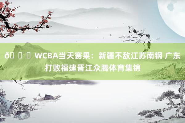 🏀WCBA当天赛果：新疆不敌江苏南钢 广东打败福建晋江众腾体育集锦