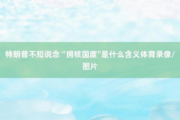 特朗普不知说念“拥核国度〞是什么含义体育录像/图片