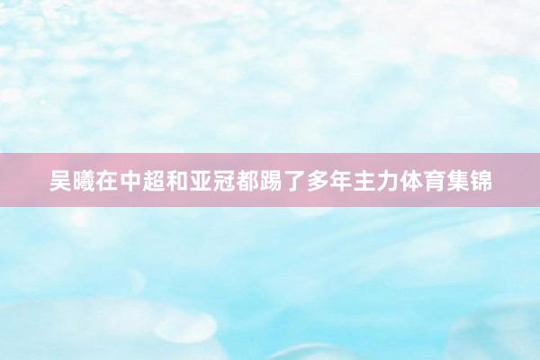 吴曦在中超和亚冠都踢了多年主力体育集锦