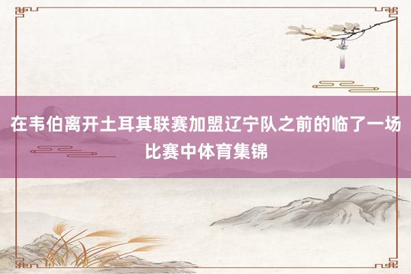 在韦伯离开土耳其联赛加盟辽宁队之前的临了一场比赛中体育集锦