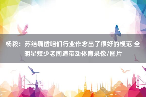 杨毅：苏结确凿咱们行业作念出了很好的模范 全明星短少老同道带动体育录像/图片