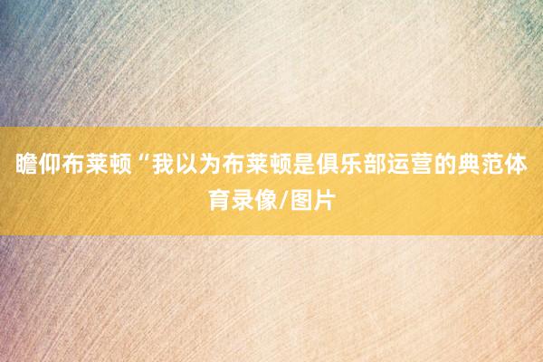 瞻仰布莱顿“我以为布莱顿是俱乐部运营的典范体育录像/图片