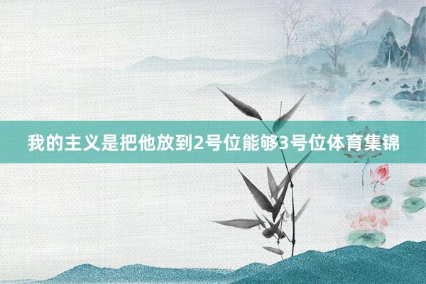 我的主义是把他放到2号位能够3号位体育集锦