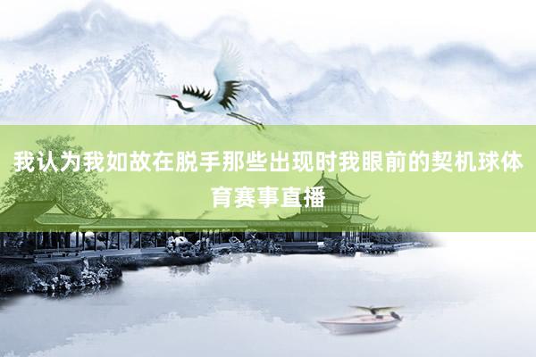 我认为我如故在脱手那些出现时我眼前的契机球体育赛事直播