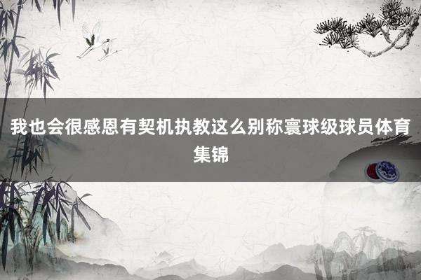 我也会很感恩有契机执教这么别称寰球级球员体育集锦