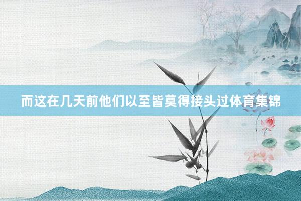 而这在几天前他们以至皆莫得接头过体育集锦