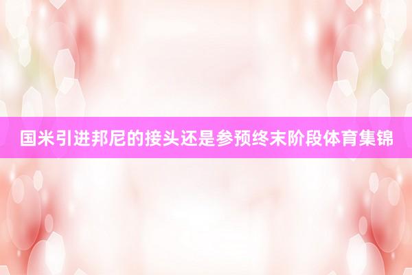 国米引进邦尼的接头还是参预终末阶段体育集锦