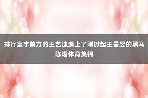 排行寰宇前方的王艺迪遇上了刚掀起王曼昱的黑马陈熠体育集锦