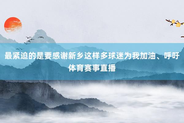 最紧迫的是要感谢新乡这样多球迷为我加油、呼吁体育赛事直播