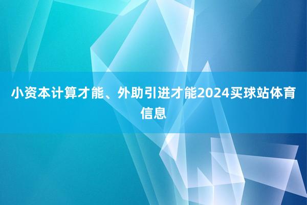 小资本计算才能、外助引进才能2024买球站体育信息